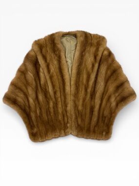✨🤎 Vintage Mink Fur Stole Capelet Brown Real Fur Satin Lined Evening Wrap 🤎✨